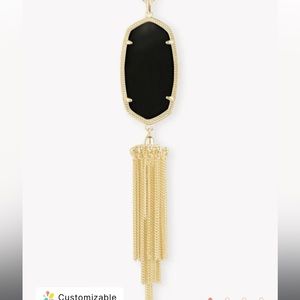 Rayne Gold Long Pendant Necklace in Black Opaque